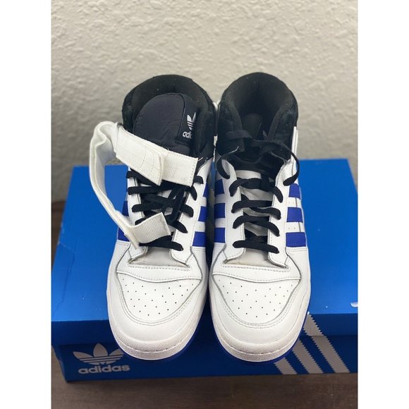 Adidas Forum Mid (Men’s Size 11.5) Retro Basketball Shoe White Blue FY6796 Used - Picture 1 of 8